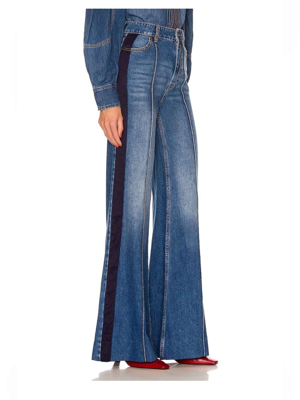 Zimmermann “Rhythmic” super flare 70s style jeans w contrast side piping 28 - Picture 2 of 12